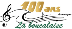 logo 100 ans de l'association La Boucalaise Fanfare de cuivres et percussions